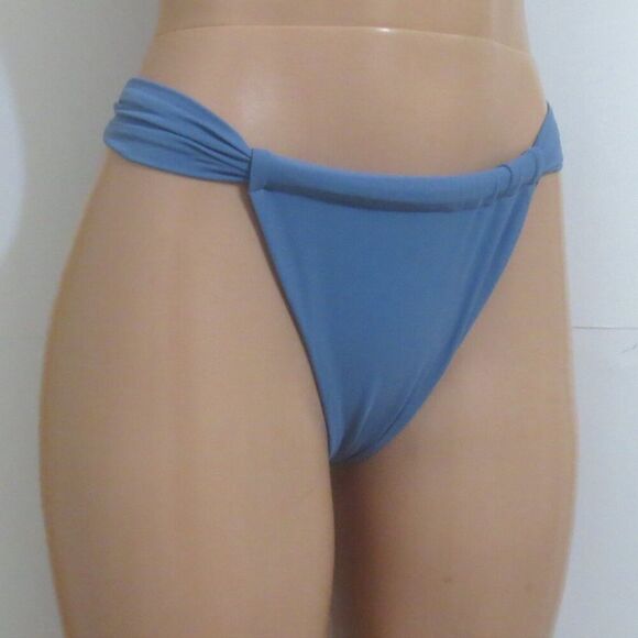 NWT Hilinker Blue Ruched Bikini Criss Cross Back High Cut Swimsuit Set Sz M - Picture 8 of 11